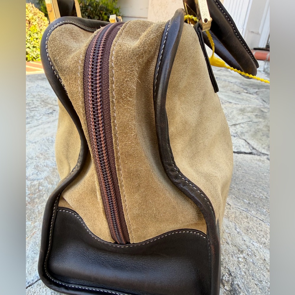 Authentic Loewe Suede Tan and Black Handbag with Embroidered Logo - Picture 6 of 16